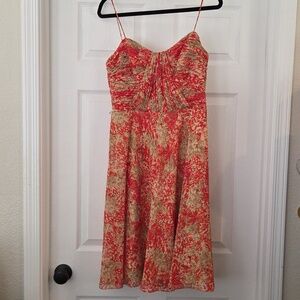 Ralph Lauren Coral and Beige Fully Lined Floral Sundress